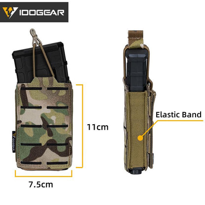 IDOGEAR Tactical Single Mag Pouch LSR 556 Magazine Pouch MOLLE Belt Pouch Laser Cut Magazine Pouch for 556 Mag 3566