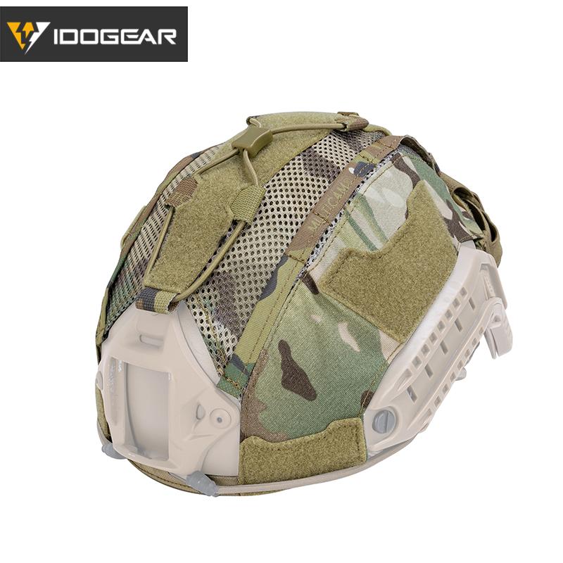 IDOGEAR Tactical Helmet Cover For Maritime Helmet with NVG Battery Pouch Hook&loop Style Camo Headwear 3812