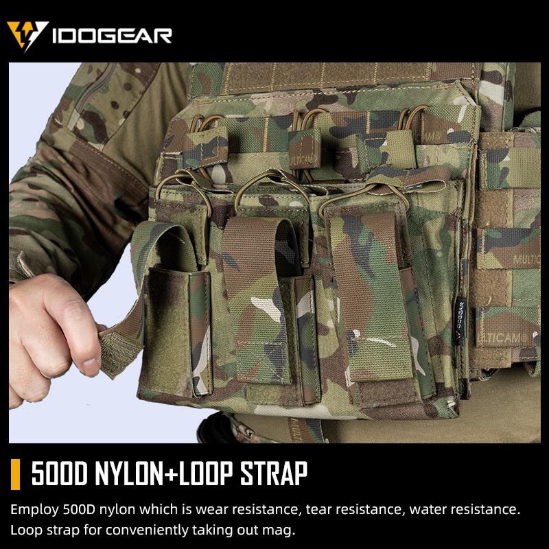 IDOGEAR Tactical Triple Magazine Pouch For 9mm & 556 Mag Carrier Triple Open Top MOLLE Mag Pouch 3545