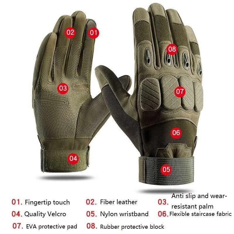 IDOGEAR Tactical Gloves Full Fingle Sports Gloves Wear-resistant non-slip Touch-screen Velcro Wristband Breathable Military Gloves 3698