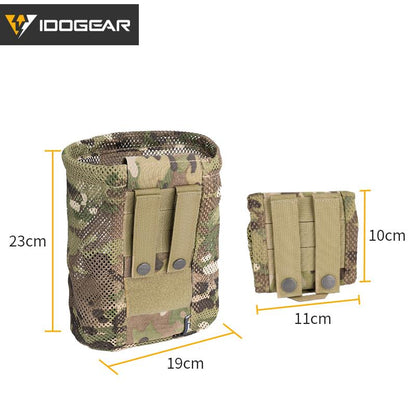 IDOGEAR Tactical Mesh Dump Pouch MOLLE Drop Pouch Recycling Bag Velcro Foldable Lightweight Convenient Outdoor Sports Camping Hunting Bags 3595