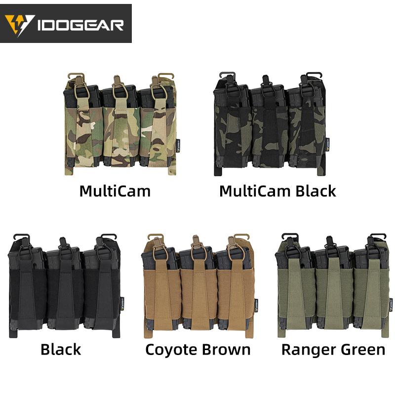 IDOGEAR TEAR Front Flap Triple Magazine Pouch Hook&loop For 556 Mag Holder Elastic Velcro-tape Outdoor Camouflage Military 3599