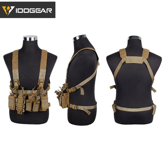 IDOGEAR Tactical Chest Rig Pouch With 4 Magazine Pouches Tactical Training Gear 3307 Outdoor Camping Hiking Kits