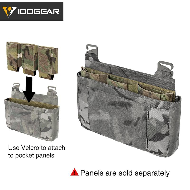 IDOGEAR Tactical DOPE 556 Triple Mag Pouch 500D Velcro Hook&loop Chest Front Panel Partition Pouch Attachable Outdoor Military Hiking Camping 3598