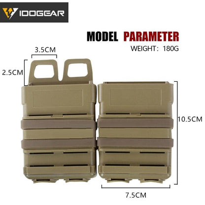 IDOGEAR Tactical Double Mag Holder For 556 Fastmag Molle Mag Carrier 5.56 Magazine Pouch Holder Set 3535