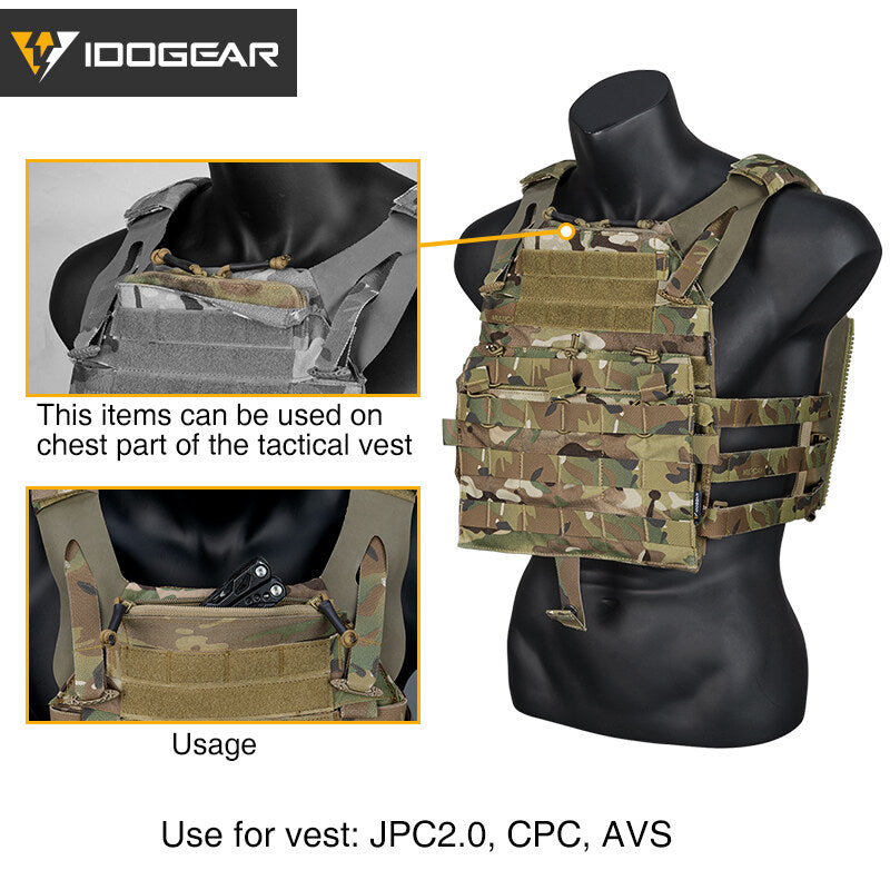 IDOGEAR Tactical Double Zipper 2pcs Insert Pouch Storage Pocket Zipper Cover for JPC2.0 CPC AVS Vest Military Hiking Camping Vest Zipper Cover 3943