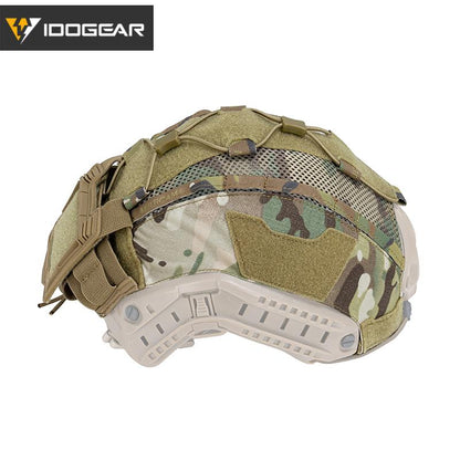 IDOGEAR Tactical Helmet Cover For Maritime Helmet with NVG Battery Pouch Hook&loop Style Camo Headwear 3812