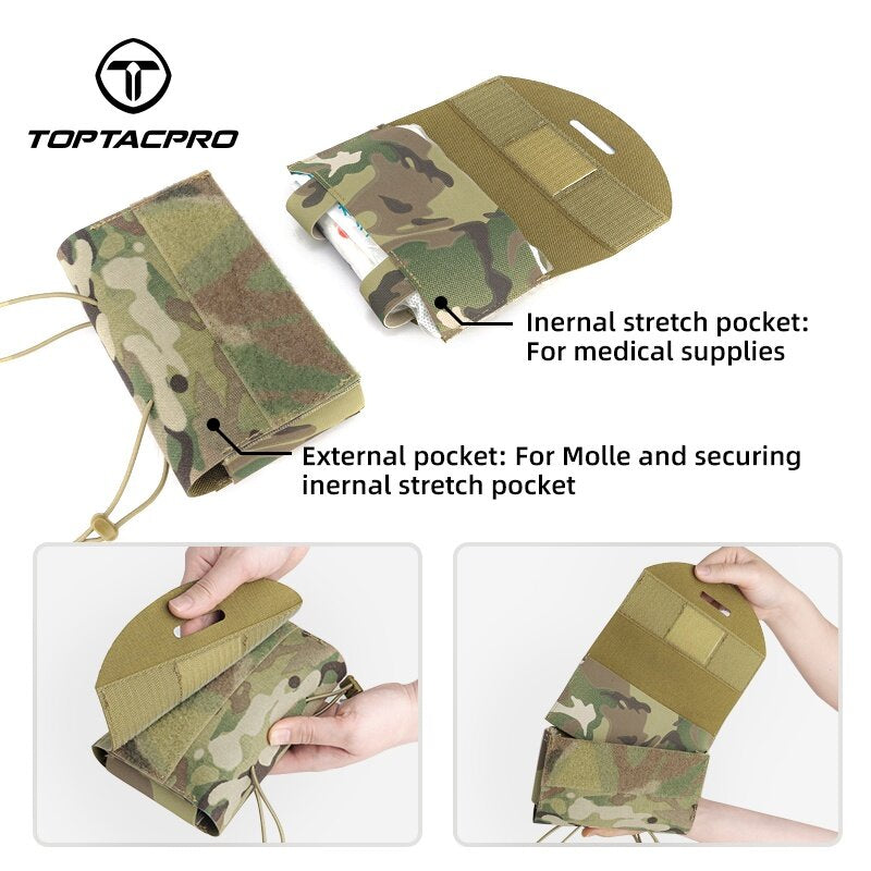 TOPTACPRO Tactical Medical Pouch First Aid Kit EMT IFAK Pouch Molle Micro Medical Pouch Blow-Out Light Pouch EMT EDC Emergency Bag 8522