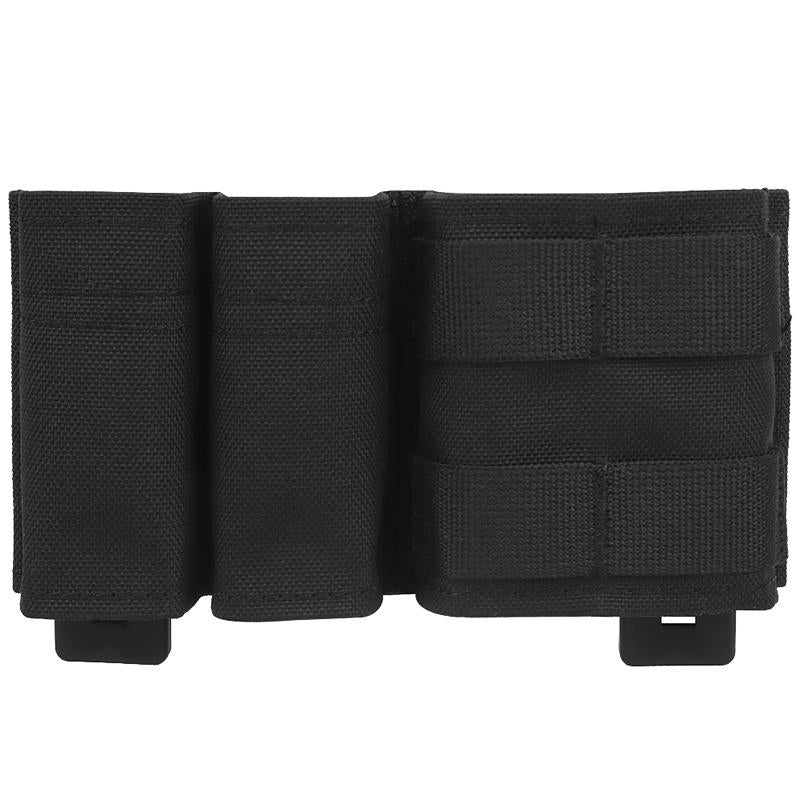 IDOGEAR Tactical Triple Magazine Pouch with MOLLE Clip Double 9MM and Single 556 Mag Holder with Hard Insert Carrier Quick Draw MG-F-06