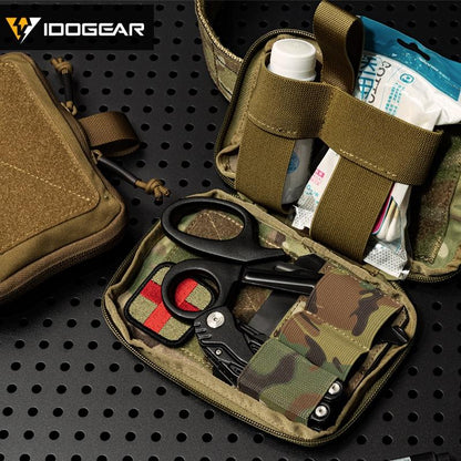 IDOGEAR Tactical Medical Pouch TRA Style EMT Trauma Kit Carrier Saber MOLLE Storage Bag Tactical Scissors Pouch  Multi-function Tool Bag 3583