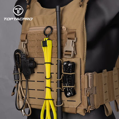 TOPTACPRO Tactical MOLLE Elastic Holder 2PCS Army Binding Retainer EDC Elastic Holder for Antenna Stick Pipe Tactical Vest Tactical Pouch Military Hiking Elastic Holder