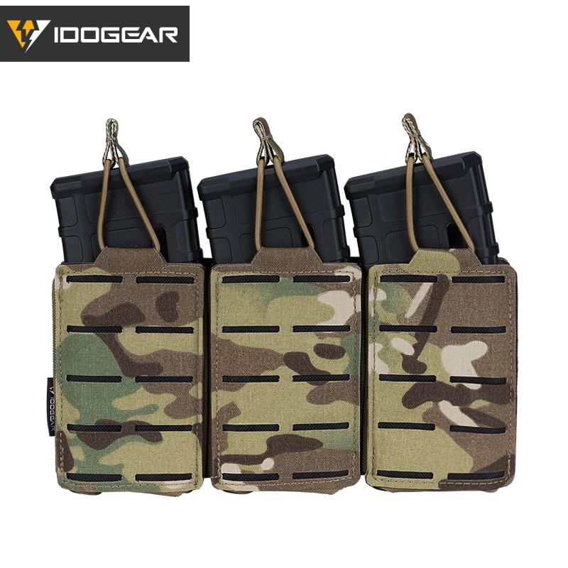 Hot IDOGEAR Tactical Triple Mag Pouch LSR 556 Pouch Military MOLLE Magazine Carrier Holder Pouch Laser Cut 3567