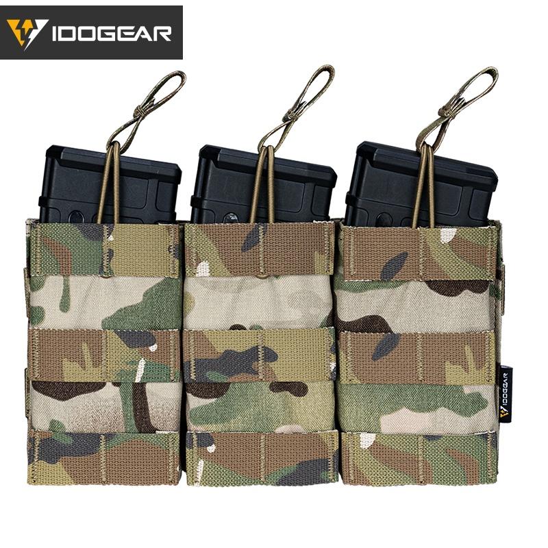 IDOGEAR Tactical Triple Mag Pouch For 5.56 Mag Military Molle Modular Triple Open Top Mag Pouch 3547