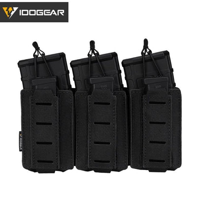 IDOGEAR Tactical Triple Magazine Pouch MilitaryLSR Triple Mag Pouch  9mm 556 Carrier Holder MOLLE Laser Cut Waist Belt Pouch 3570