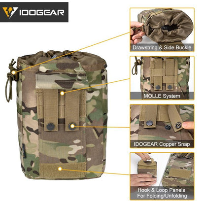 IDOGEAR Tactical Recycling Bag Foldable Military Dump Pouch Tactical MOLLE Drop Pouch 3577