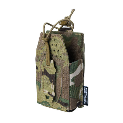 TOPTACPRO Tactical Mini Radio Pouch MOLLE System Interphone Pouch Elastic Buckle Duty Camouflage Military Fans Wargame Outdoor Hiking Training Gear 8524