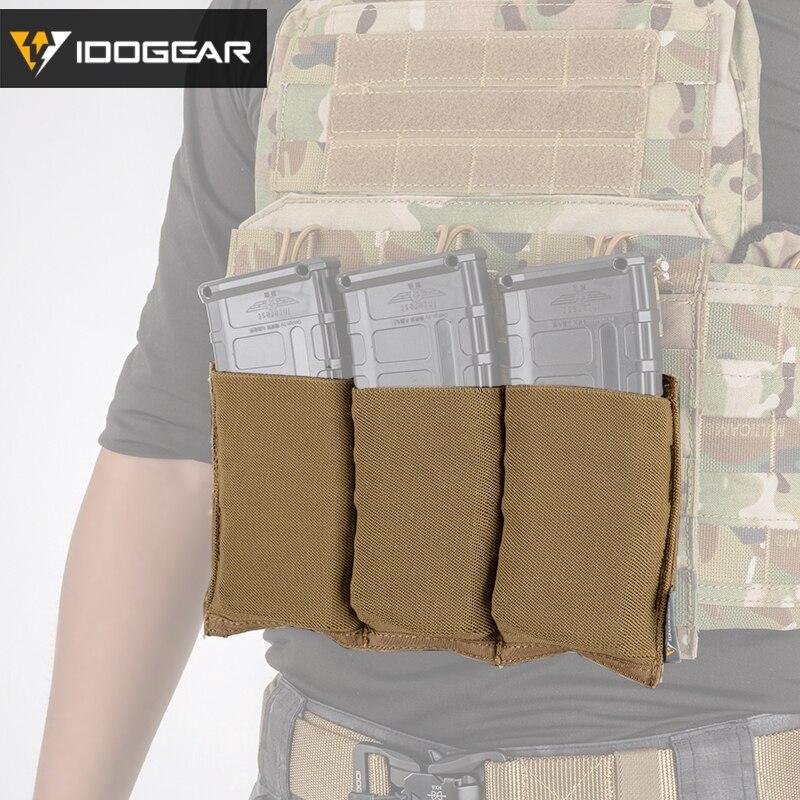 IDOGEAR Tactical Triple Magazine Pouch 556 Mag Pouch Fast Draw Military MOLLE Mag Carrier Open Top Elasticity Cloth 3555