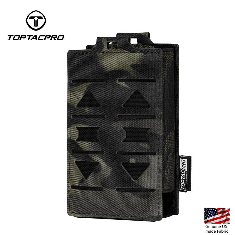 TOPTACPRO Tactical Single Magazine Pouch for 556mm Mag Military MOLLE Mag Carrier Laser Cut Nylon Tactical Belt-Pouch Outdoor Wargame Camouflage Mag Pouch 8514