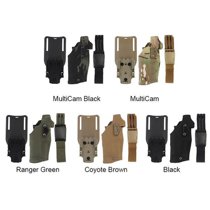 IDOGEAR Tactical 63DO Holster For G17/19 With X300 Light With QLS Mount With Panel Adapter With Leg Strap Military Holster Full Sets GB-74