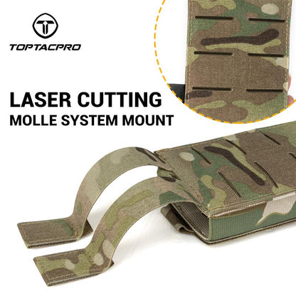 TOPTACPRO Tactical Single Mag Pouch for 556 Mag Open Top Quick Draw Military MOLLE Mag Carrier Nylon Tactical Belt-Pouch Tactical Camouflage Mag Pouch 8514