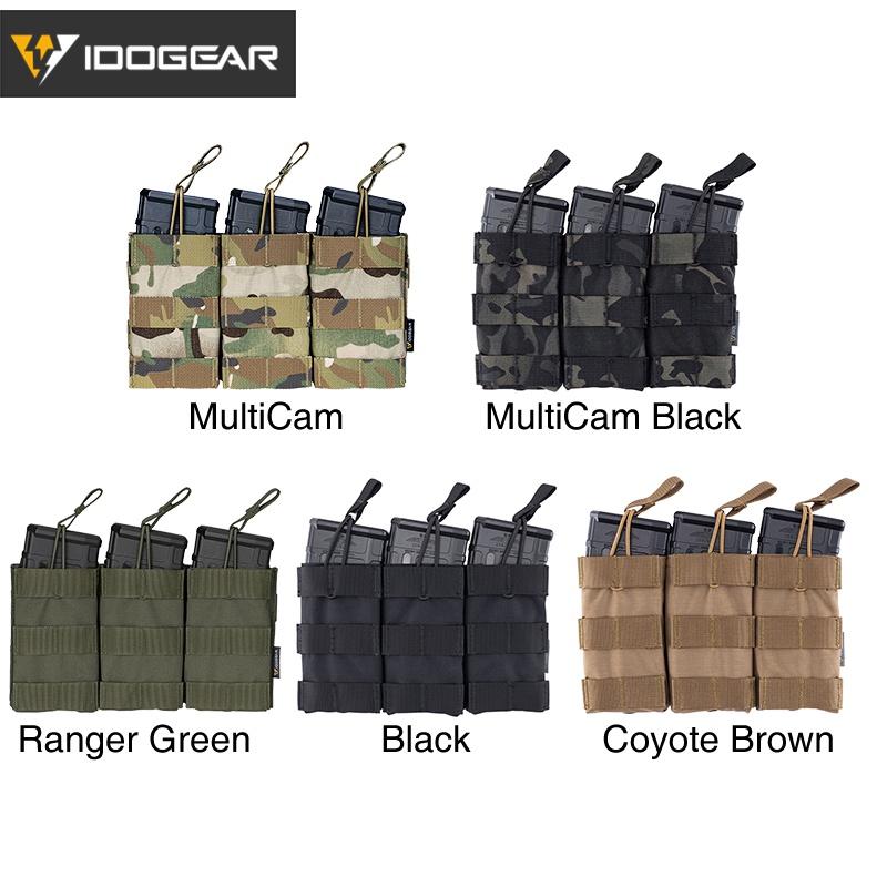 IDOGEAR Tactical Triple Mag Pouch For 5.56 Mag Military Molle Modular Triple Open Top Mag Pouch 3547