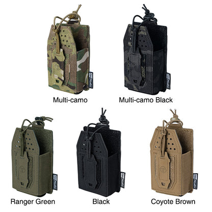 TOPTACPRO Tactical Mini Radio Pouch MOLLE System Interphone Pouch Elastic Buckle Duty Camouflage Military Fans Wargame Outdoor Hiking Training Gear 8524