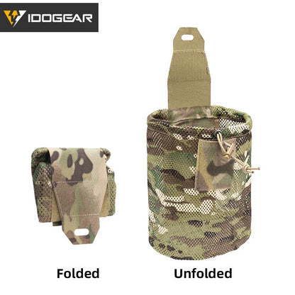 IDOGEAR Tactical Mesh Dump Pouch MOLLE Drop Pouch Recycling Bag Velcro Foldable Lightweight Convenient Outdoor Sports Camping Hunting Bags 3595