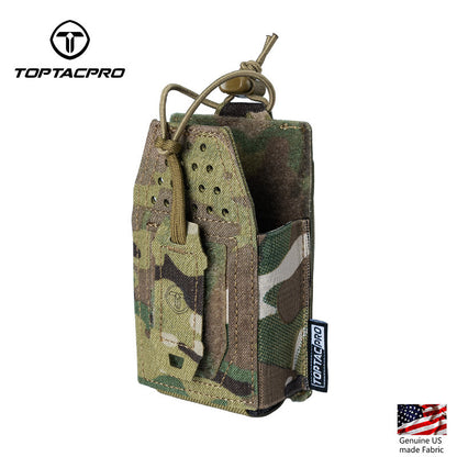 TOPTACPRO Tactical Mini Radio Pouch MOLLE System Interphone Pouch Elastic Buckle Duty Camouflage Military Fans Wargame Outdoor Hiking Training Gear 8524