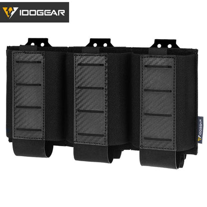 IDOGEAR Tactical Triple Magazine Pouch For 5.56 Mag Carbon fiber Nylon Elastic MOLLE Mag Holder Lightweight Anti-slip 3592