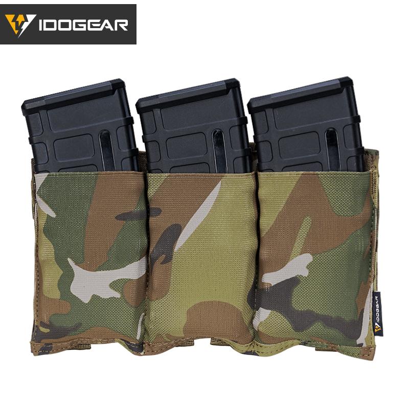 IDOGEAR Tactical 5.56 Magazine Pouch Fast Draw MOLLE Mag Pouch Carrier Triple Open Top Belt Pouch elastic fabric modular 3555