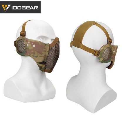 IDOGEAR Survival equipment Mask Mesh Half Face Mask With Ear Protection Paintball Gear 3601 Hiking Camping Tactical Gear