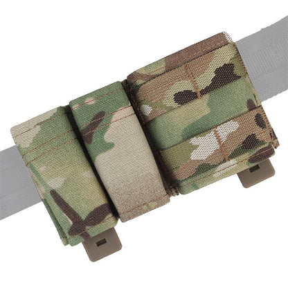 IDOGEAR Tactical Triple Magazine Pouch with MOLLE Clip Double 9MM and Single 556 Mag Holder with Hard Insert Carrier Quick Draw MG-F-06