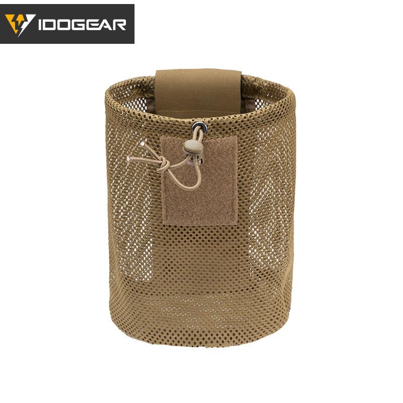 IDOGEAR Tactical Mesh Dump Pouch MOLLE Drop Pouch Recycling Bag Velcro Foldable Lightweight Convenient Outdoor Sports Camping Hunting Bags 3595