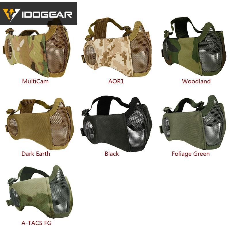 IDOGEAR Survival equipment Mask Mesh Half Face Mask With Ear Protection Paintball Gear 3601 Hiking Camping Tactical Gear