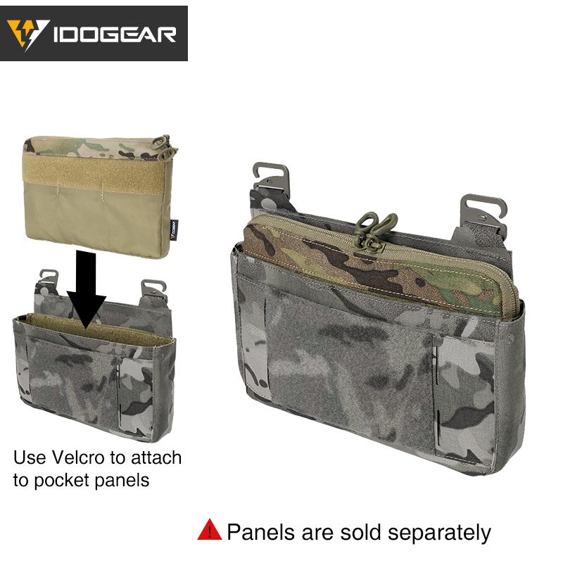 IDOGEAR Tactical DOPE FERRO Front Panel Pouch Insertion Pouch 500D Nylon YKK Velcro Hook&Loop Split Bag Tactical Vest Front Chest Bag Outdoor Hiking Camping Military 3597