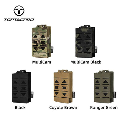 TOPTACPRO Tactical Single Magazine Pouch for 556mm Mag Military MOLLE Mag Carrier Laser Cut Nylon Tactical Belt-Pouch Outdoor Wargame Camouflage Mag Pouch 8514