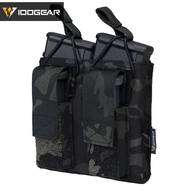 IDOGEAR Tactical Double Magazine Pouch For 9mm & 5.56 Military MOLLE Mag Carrier Double Top Open 3546