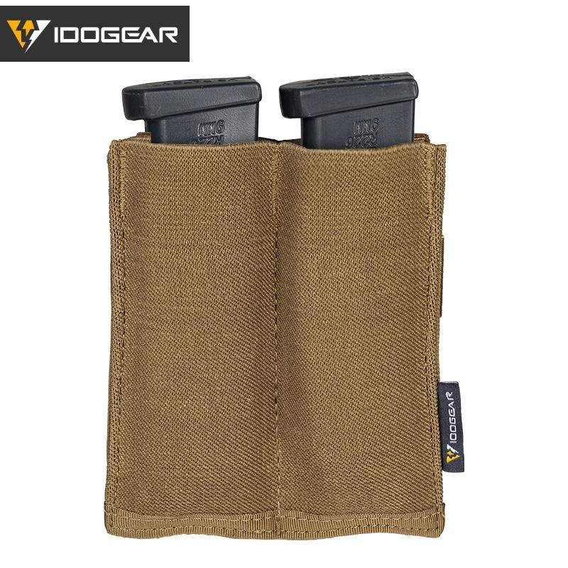 IDOGEAR Tactical Double Magazine Pouch For 9mm Fast Draw MOLLE Mag Carrier 3572