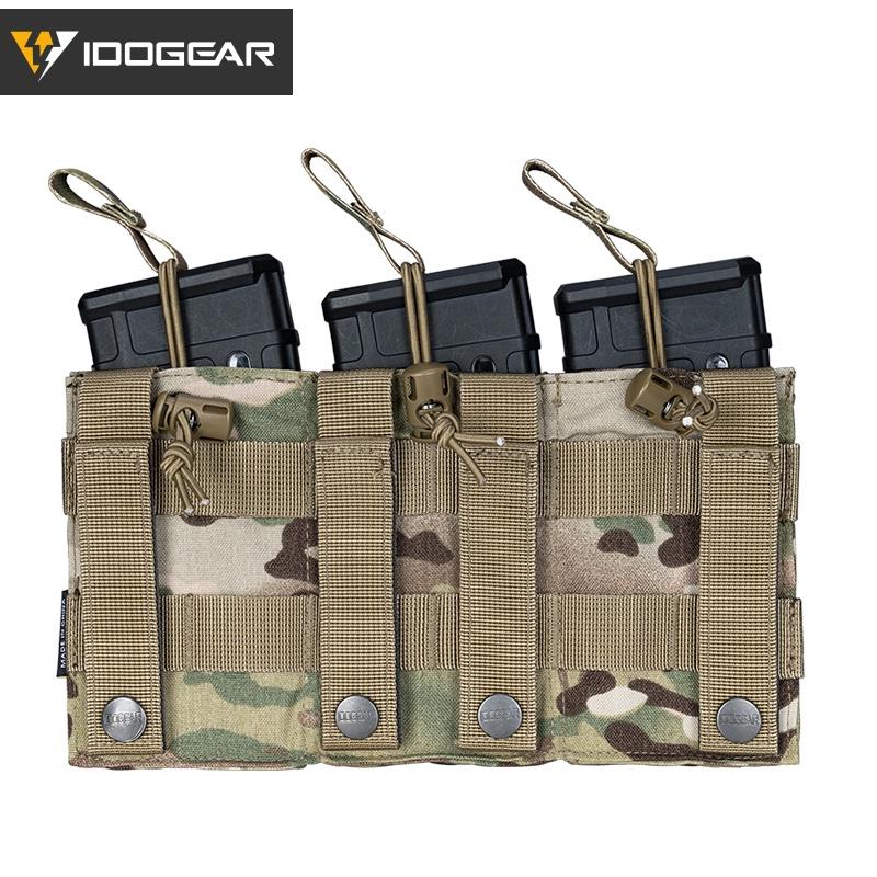 IDOGEAR Tactical Triple Mag Pouch For 5.56 Mag Military Molle Modular Triple Open Top Mag Pouch 3547