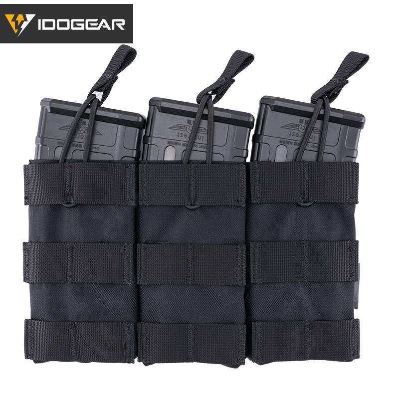 IDOGEAR Tactical Triple Mag Pouch For 5.56 Mag Military Molle Modular Triple Open Top Mag Pouch 3547