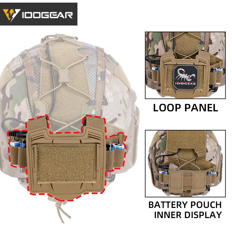 IDOGEAR Tactical Helmet Cover For Maritime Helmet with NVG Battery Pouch Hook&loop Style Camo Headwear 3812