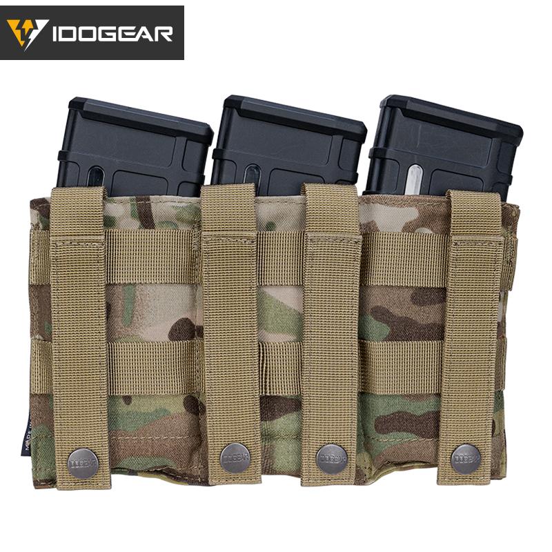 IDOGEAR Tactical 5.56 Magazine Pouch Fast Draw MOLLE Mag Pouch Carrier Triple Open Top Belt Pouch elastic fabric modular 3555