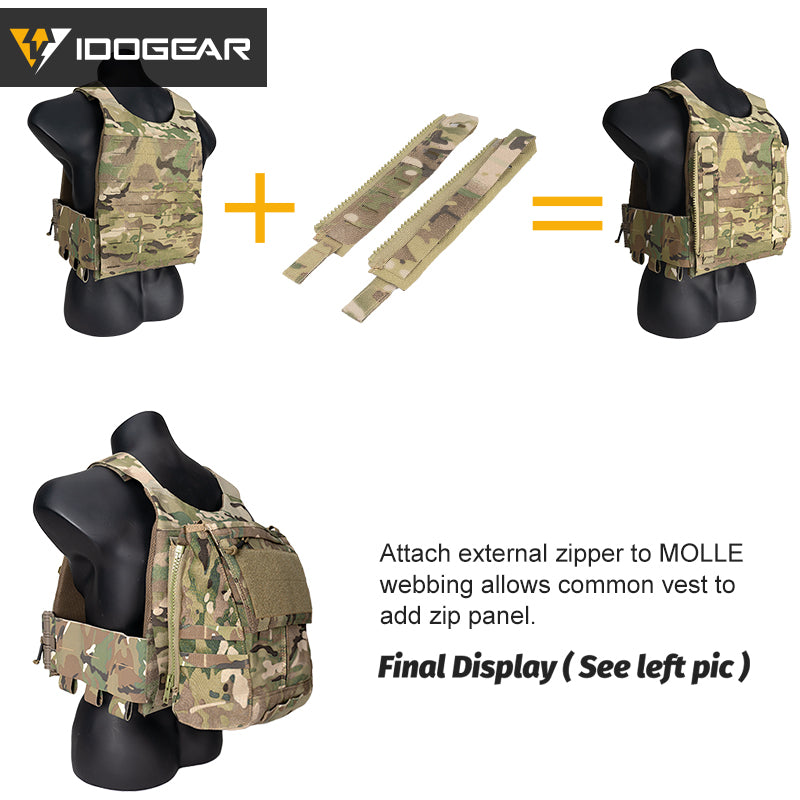 IDOGEAR Tactical Zipper Connection 500D Nylon YKK Zipper Board MOLLE Back Board Adapter Camo Lightweight Universal FCSK3.0 3950