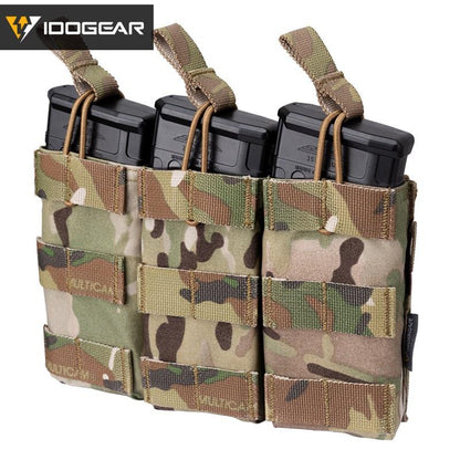 IDOGEAR Tactical Triple Mag Pouch For 5.56 Mag Military Molle Modular Triple Open Top Mag Pouch 3547