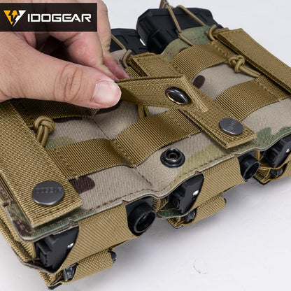 IDOGEAR Tactical Triple Magazine Pouch MilitaryLSR Triple Mag Pouch  9mm 556 Carrier Holder MOLLE Laser Cut Waist Belt Pouch 3570