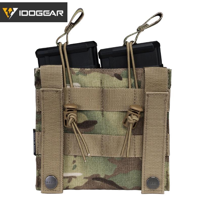 IDOGEAR Tactical Double Magazine Pouch For 9mm & 5.56 Military MOLLE Mag Carrier Double Top Open 3546