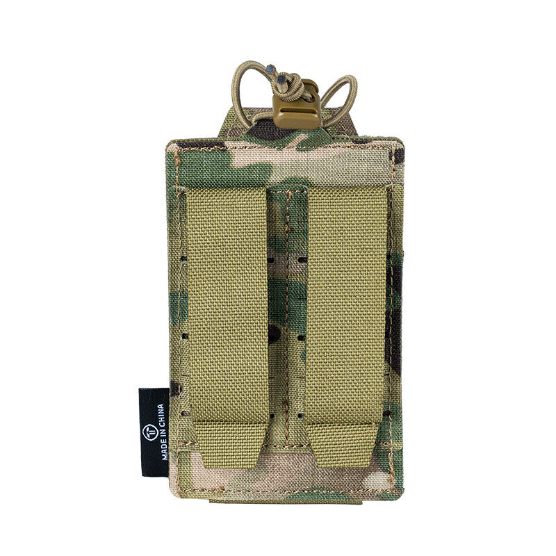 TOPTACPRO Tactical Mini Radio Pouch MOLLE System Interphone Pouch Elastic Buckle Duty Camouflage Military Fans Wargame Outdoor Hiking Training Gear 8524