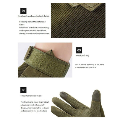 IDOGEAR Tactical Gloves Full Fingle Sports Gloves Wear-resistant non-slip Touch-screen Velcro Wristband Breathable Military Gloves 3698