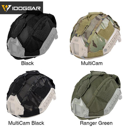 IDOGEAR Tactical Helmet Cover For Maritime Helmet with NVG Battery Pouch Hook&loop Style Camo Headwear 3812