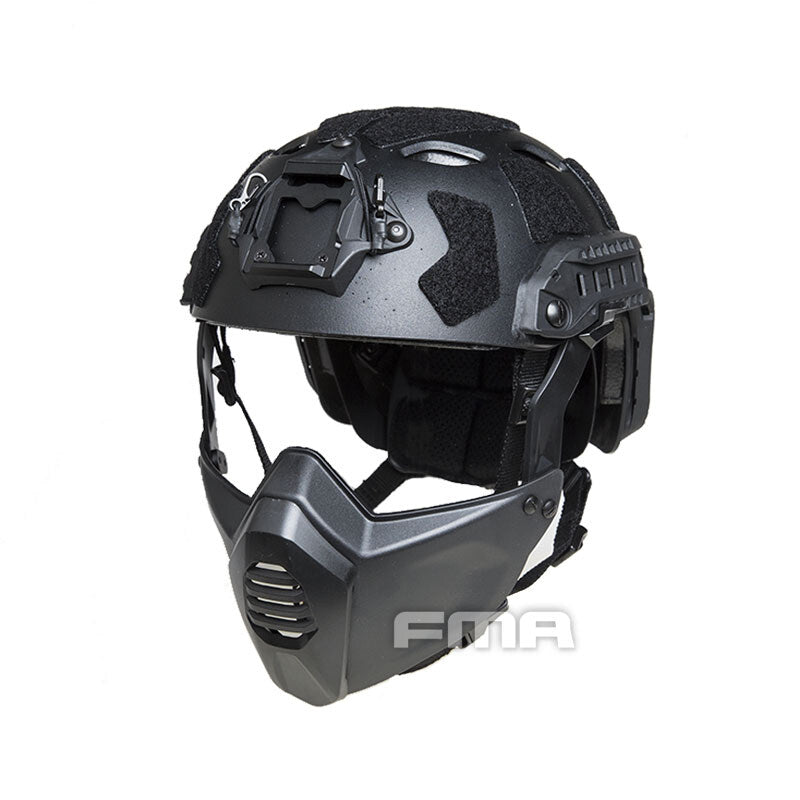 FMA FAST SF Tactical Helmet w/ NVG Shroud Headwear with Half Face Mask Velero Army Wargame Military helmet 1365